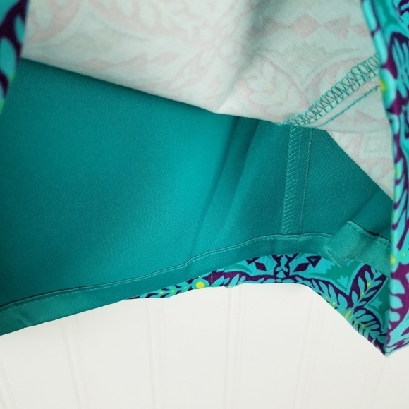 Jones New York Stretch Seleveless V Neck Beaded Midi Dress Size 10 Vibrant Print - Picture 7 of 10